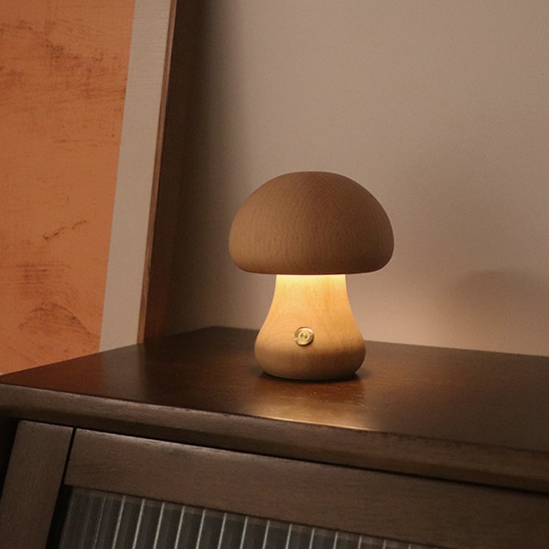 Kids' Mushroom Night Light and Lamp for Bedroom with Wooden Touch Control LED Bedside Table - Image 12