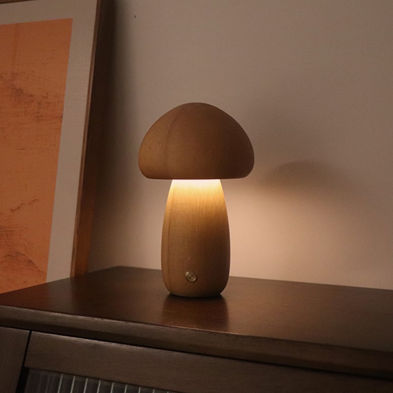 Kids' Mushroom Night Light and Lamp for Bedroom with Wooden Touch Control LED Bedside Table - Image 13