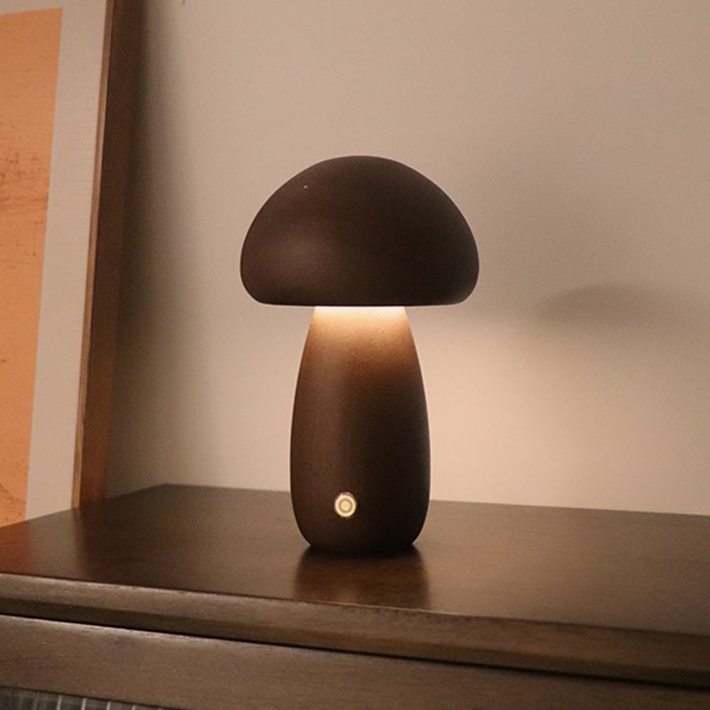 Kids' Mushroom Night Light and Lamp for Bedroom with Wooden Touch Control LED Bedside Table - Image 4