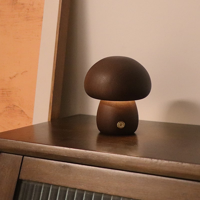 Kids' Mushroom Night Light and Lamp for Bedroom with Wooden Touch Control LED Bedside Table - Image 5
