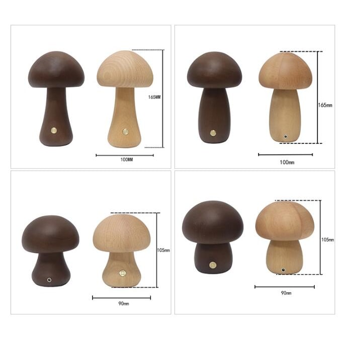 Kids' Mushroom Night Light and Lamp for Bedroom with Wooden Touch Control LED Bedside Table - Image 9