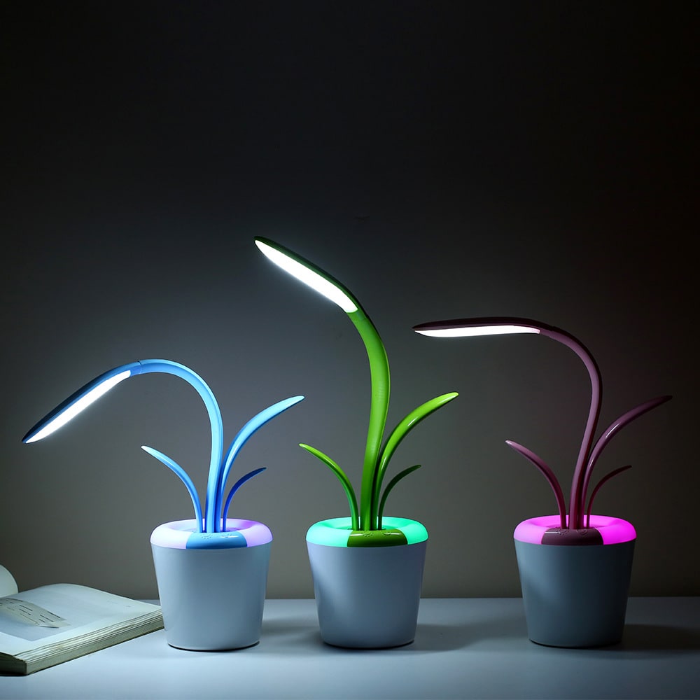 Kids' Plant Desk Lamp with LED Light Flexible Gooseneck Rechargeable Battery and USB Charging - Image 1
