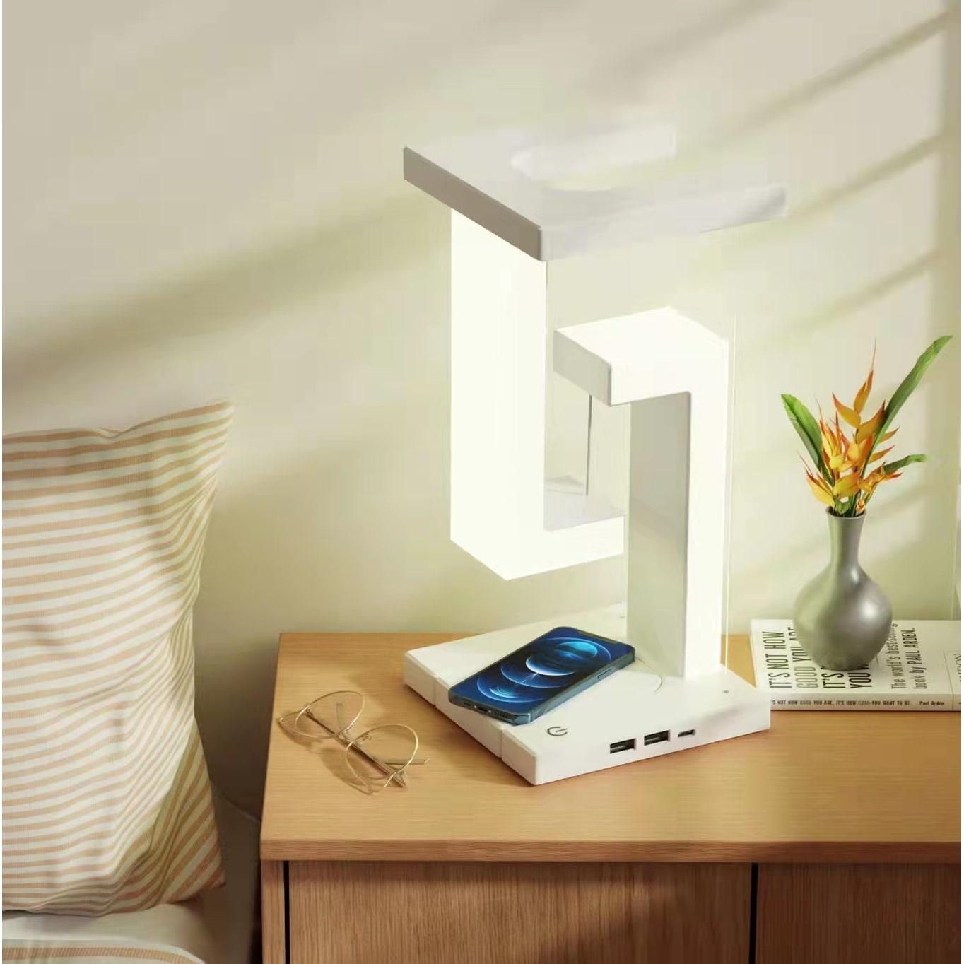 Kids' Rechargeable LED Table Lamp with Battery Operated Tensegrity Floating Design and Pad - Image 1