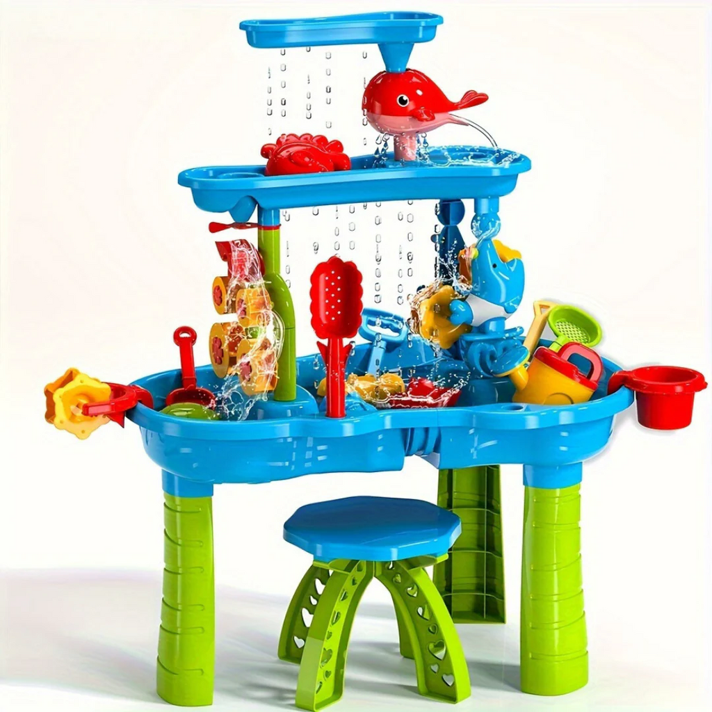 Kids'' Sand and Water Table with 15 Accessories and Multi-Tier Design - Image 2