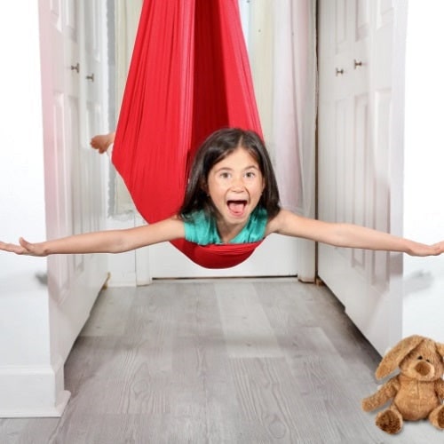 Kids' Sensory Swing Cocoon with Stretchy Fabric for Indoor Bedroom Relaxation and Calm - Image 6