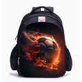 Kids''' Soccer Backpack with Flaming Print Zippered Compartments and Adjustable Straps - Image 1