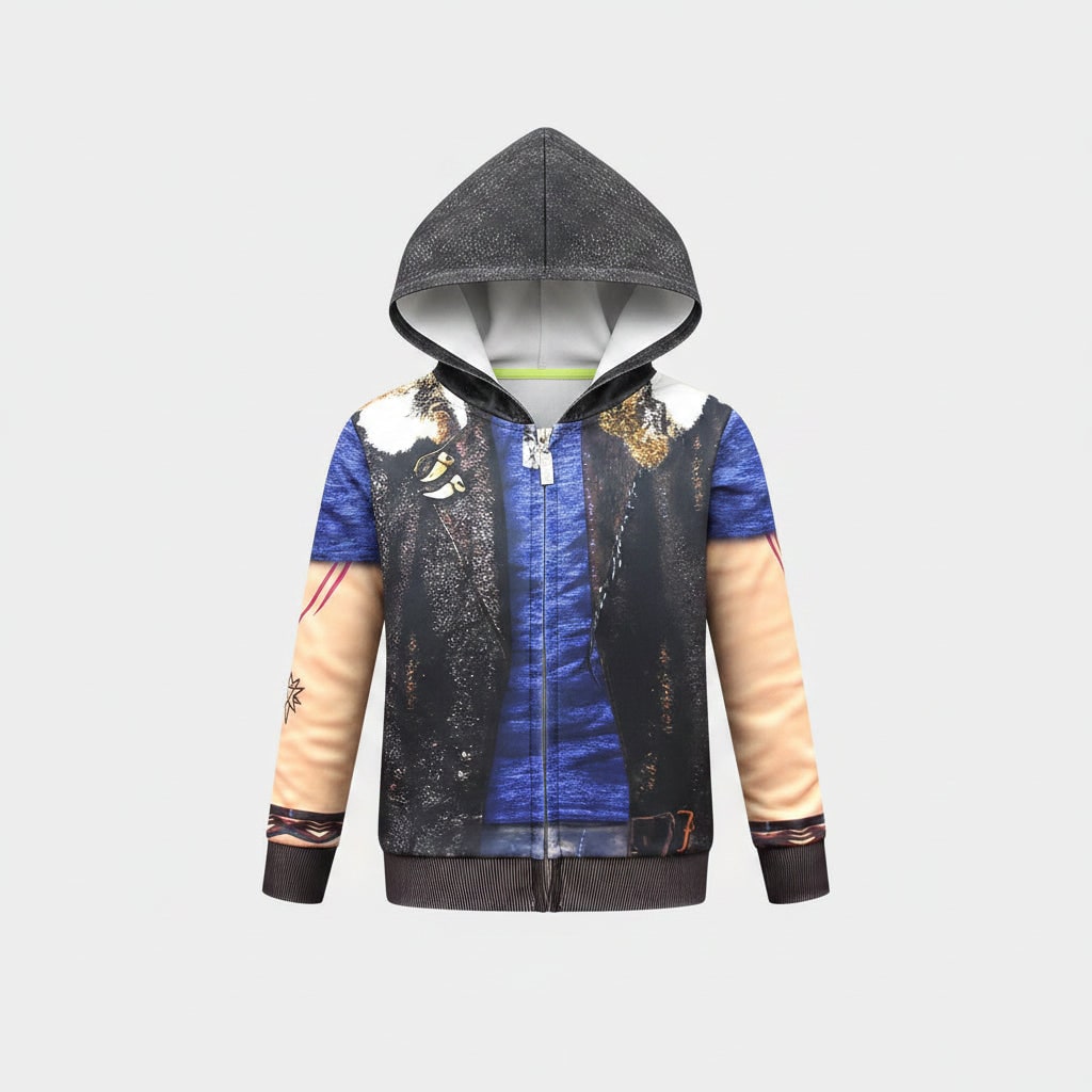 Kids' Werewolf Costume with Zip-Up Closure and Realistic Printed Details - Image 2