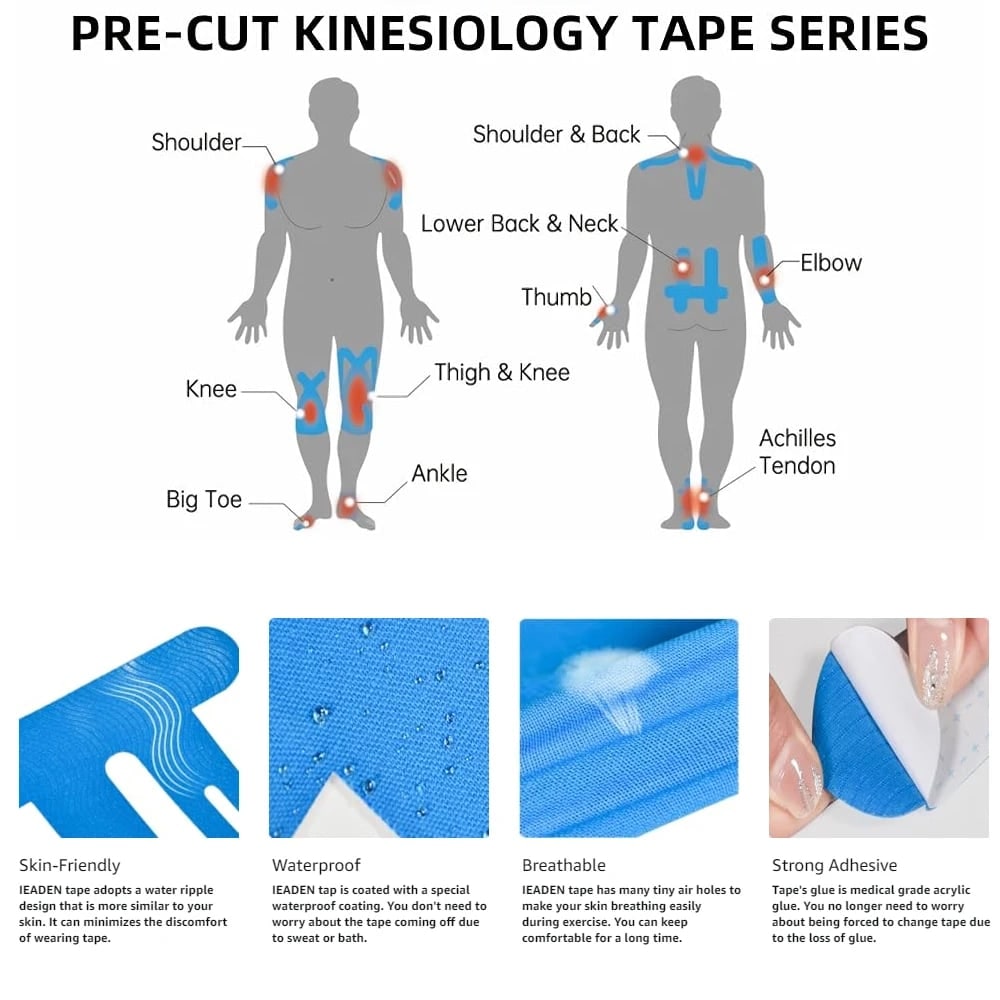 Kinesiology Tape for Knee and Ankle Support with Pre-Cut Strips - Image 14
