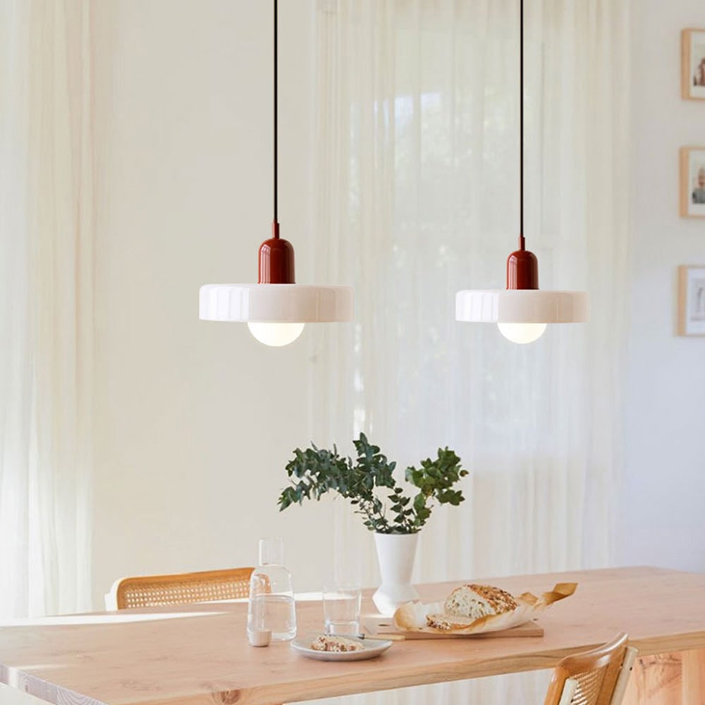 Kitchen Pendant Light Fixture with Adjustable Cord and Glass Disc Shade for Living Room - Image 2