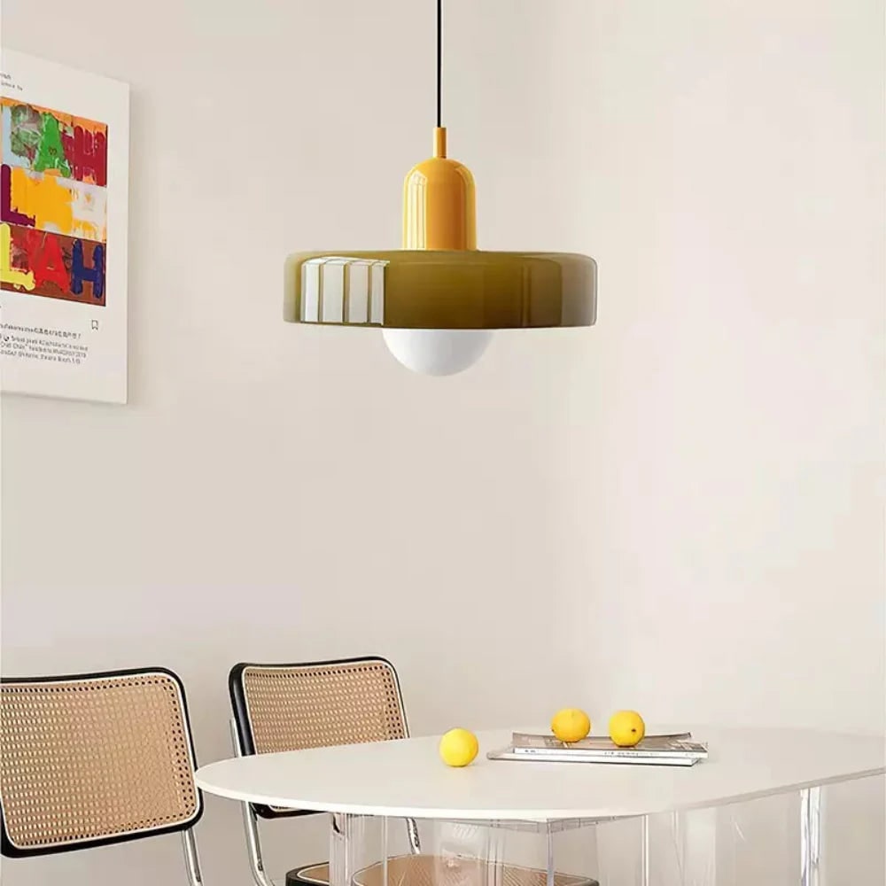 Kitchen Pendant Light Fixture with Adjustable Cord and Glass Disc Shade for Living Room - Image 7