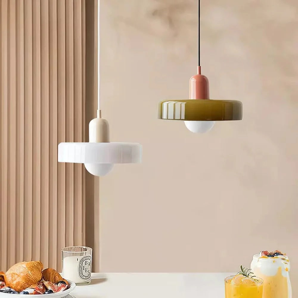 Kitchen Pendant Light Fixture with Adjustable Cord and Glass Disc Shade for Living Room - Image 8