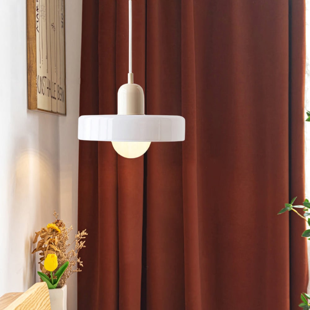 Kitchen Pendant Light Fixture with Adjustable Cord and Glass Disc Shade for Living Room - Image 9
