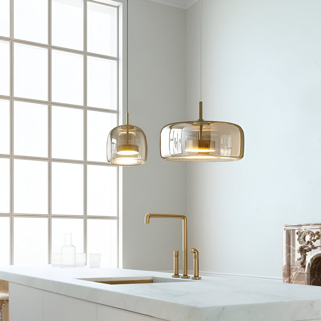 Kitchen Pendant Light Fixtures with Translucent Glass Shade and Adjustable LED for Island - Image 17