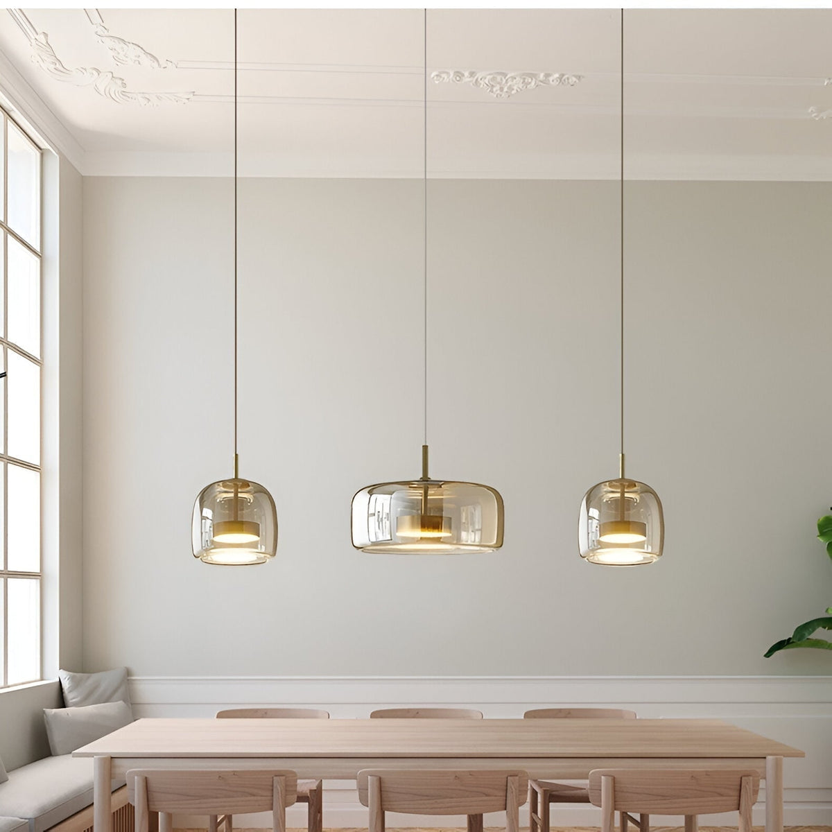 Kitchen Pendant Light Fixtures with Translucent Glass Shade and Adjustable LED for Island - Image 21