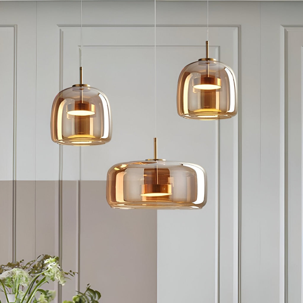Kitchen Pendant Light Fixtures with Translucent Glass Shade and Adjustable LED for Island - Image 4