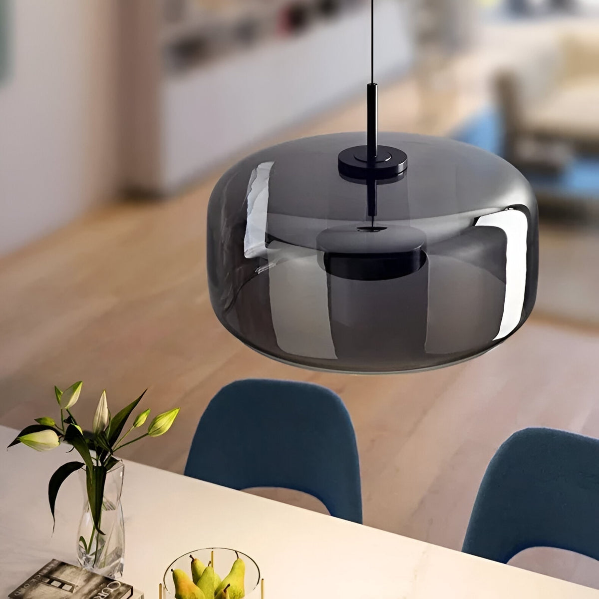 Kitchen Pendant Light Fixtures with Translucent Glass Shade and Adjustable LED for Island - Image 9