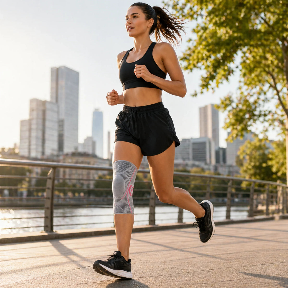 Knee Compression Sleeve with Non-Slip Support and Breathable Knit Design for Running - Image 17