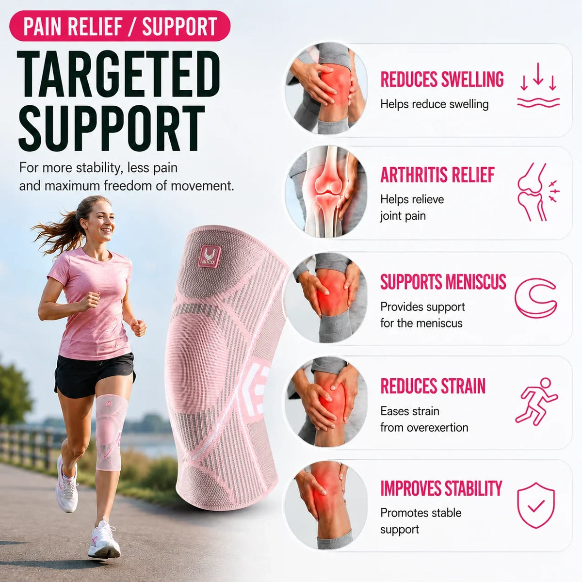 Knee Compression Sleeve with Non-Slip Support and Breathable Knit Design for Running - Image 4