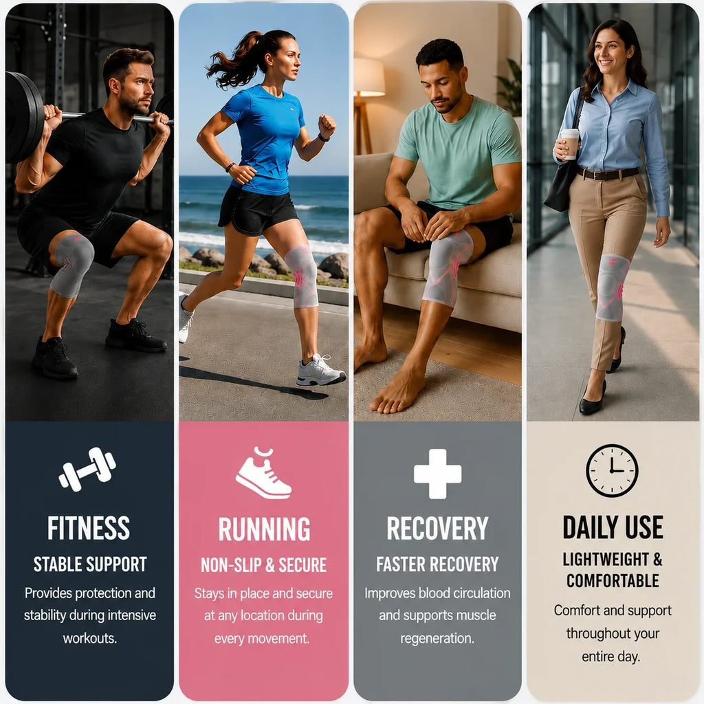Knee Compression Sleeve with Non-Slip Support and Breathable Knit Design for Running - Image 6