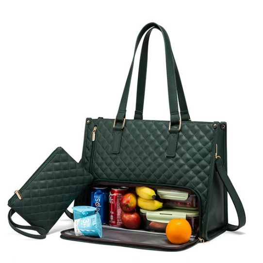 Laptop Tote Bag Lunch Quilted Insulated Water Resistant Organizer With Compartment - Image 14