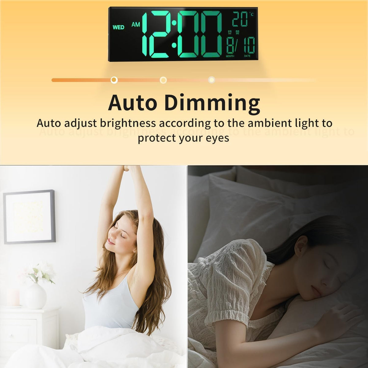Large Digital Wall Clock with Rgb LED Display Nightlight and Dual Alarms Modern - Image 4