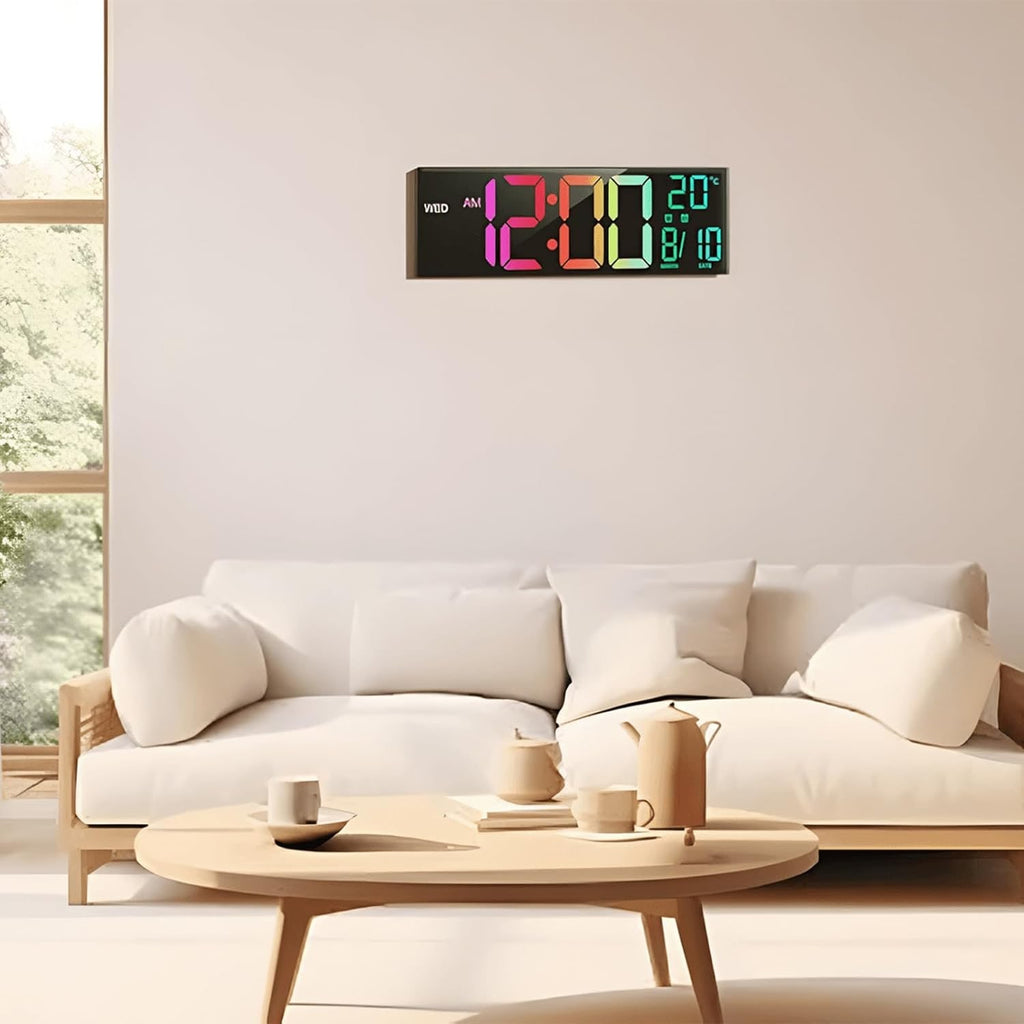 Large Digital Wall Clock with Rgb LED Display Nightlight and Dual Alarms Modern - Image 7