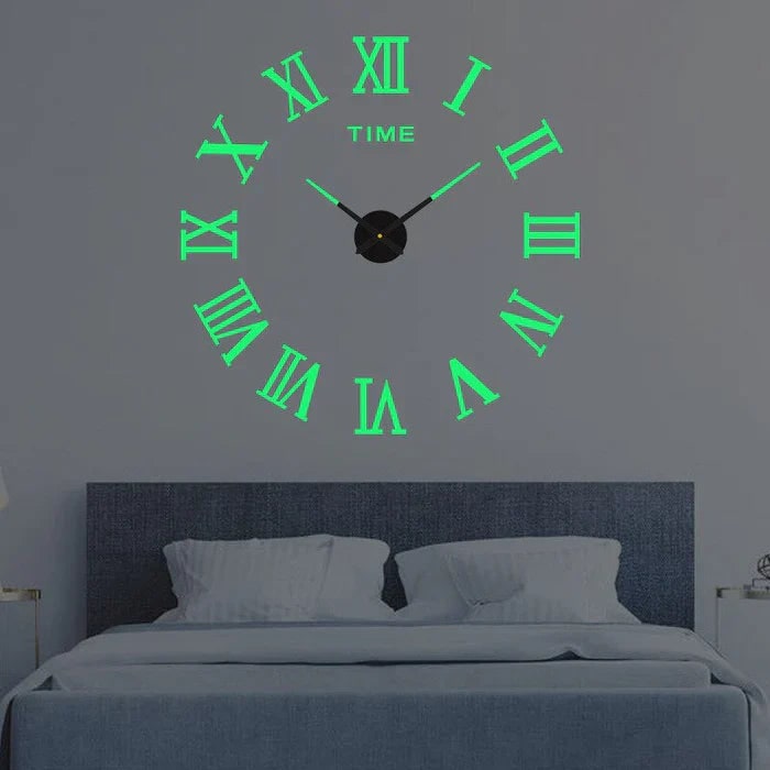 Large Long Wall Clock with 3D Adhesive Numbers and Minimalist Metal Hands Vintage - Image 11