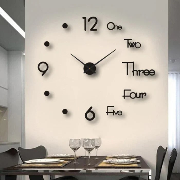 Large Long Wall Clock with 3D Adhesive Numbers and Minimalist Metal Hands Vintage - Image 12