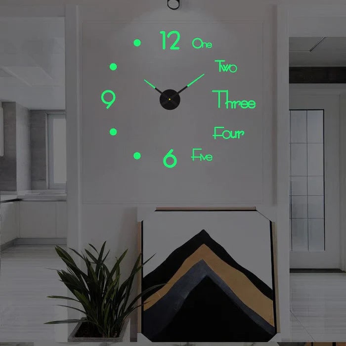 Large Long Wall Clock with 3D Adhesive Numbers and Minimalist Metal Hands Vintage - Image 13