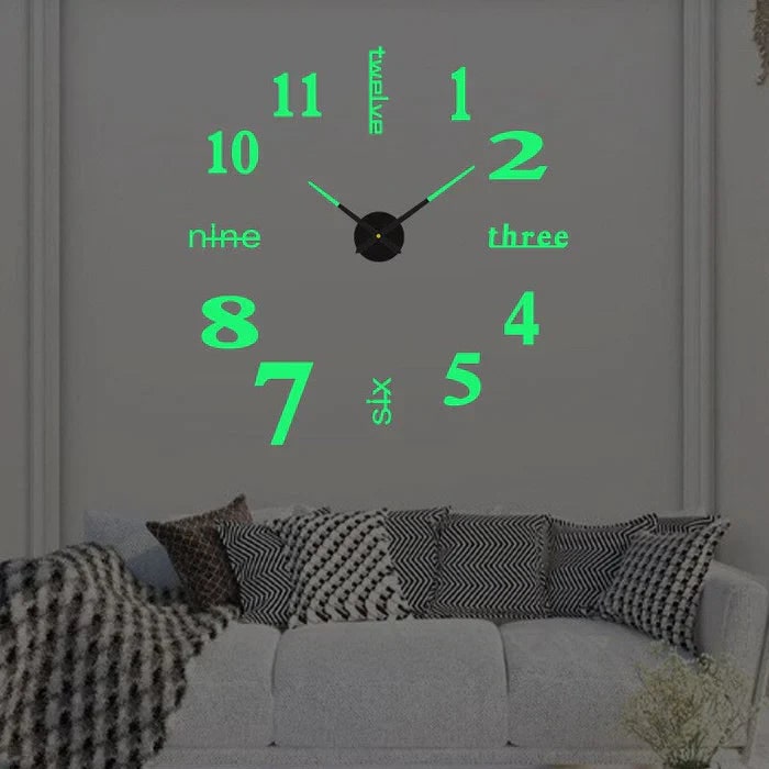 Large Long Wall Clock with 3D Adhesive Numbers and Minimalist Metal Hands Vintage - Image 15