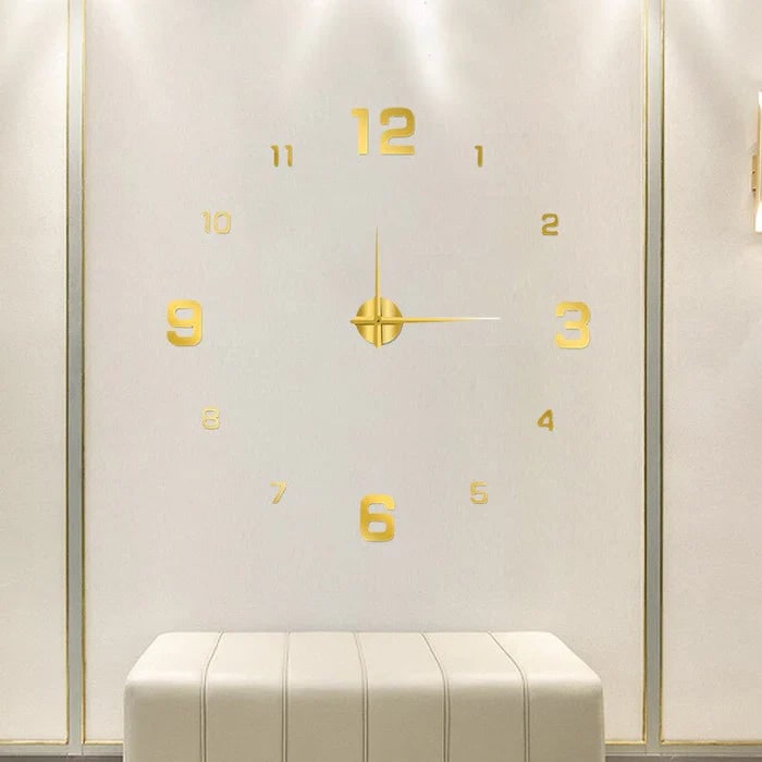 Large Long Wall Clock with 3D Adhesive Numbers and Minimalist Metal Hands Vintage - Image 7