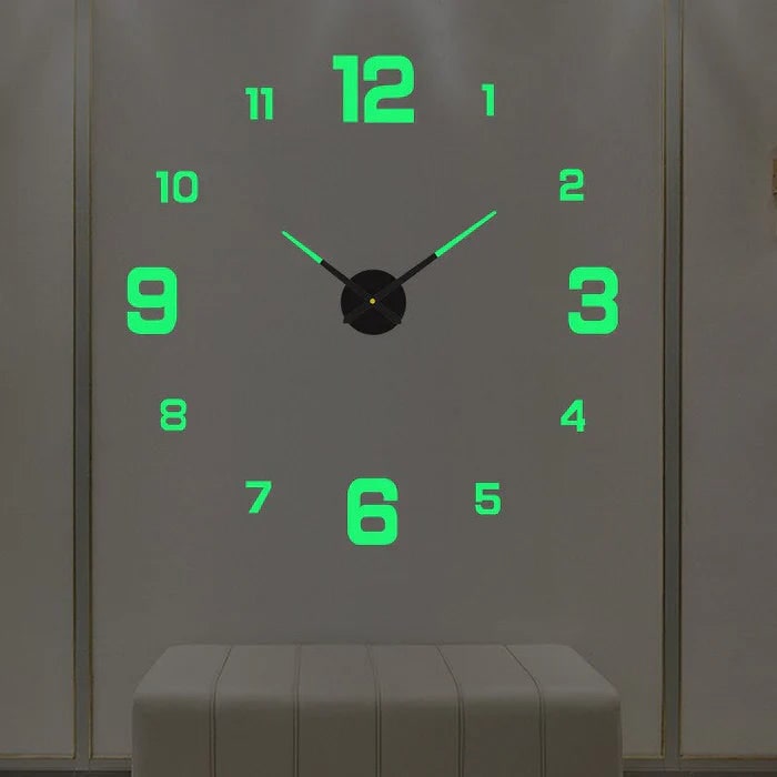 Large Long Wall Clock with 3D Adhesive Numbers and Minimalist Metal Hands Vintage - Image 9