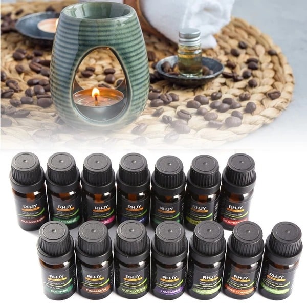 Lavender Essential Oil Set for Diffuser with Aroma 14-Bottle Amber Glass Kit - Image 1