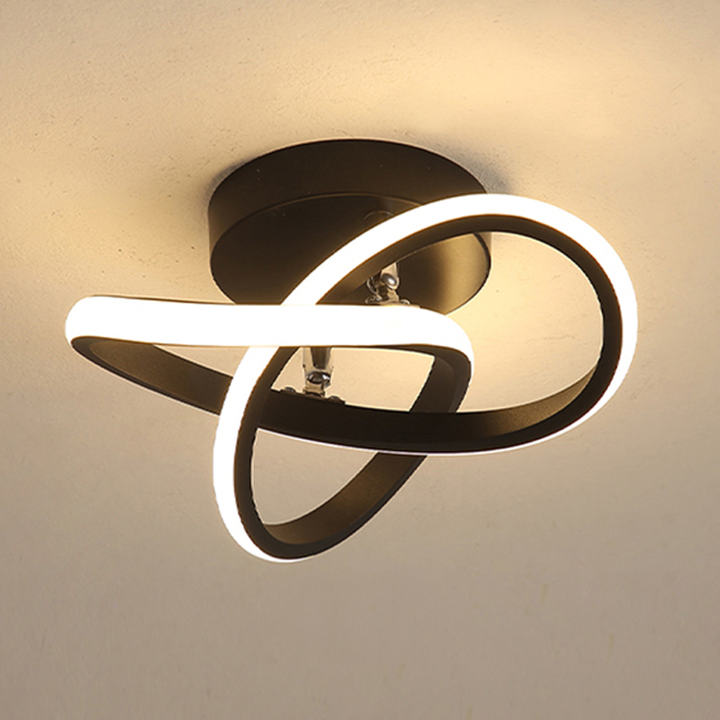 LED Ceiling Light Fixture with Low Profile Flush Mount Modern Overlapping Rings Design - Image 1