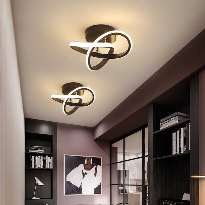 LED Ceiling Light Fixture with Low Profile Flush Mount Modern Overlapping Rings Design - Image 2