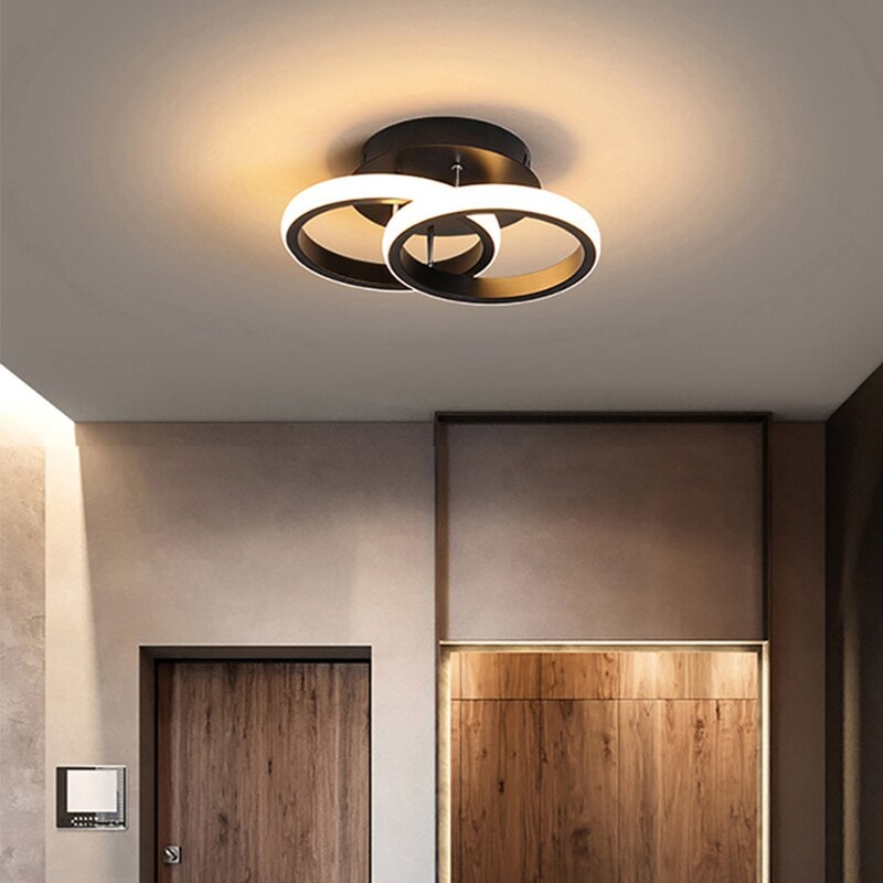 LED Ceiling Light Fixture with Low Profile Flush Mount Modern Overlapping Rings Design - Image 5