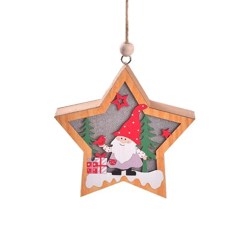 LED Christmas Ornament with Warm Glow Wooden Design and Energy Efficient Lights - Image 3