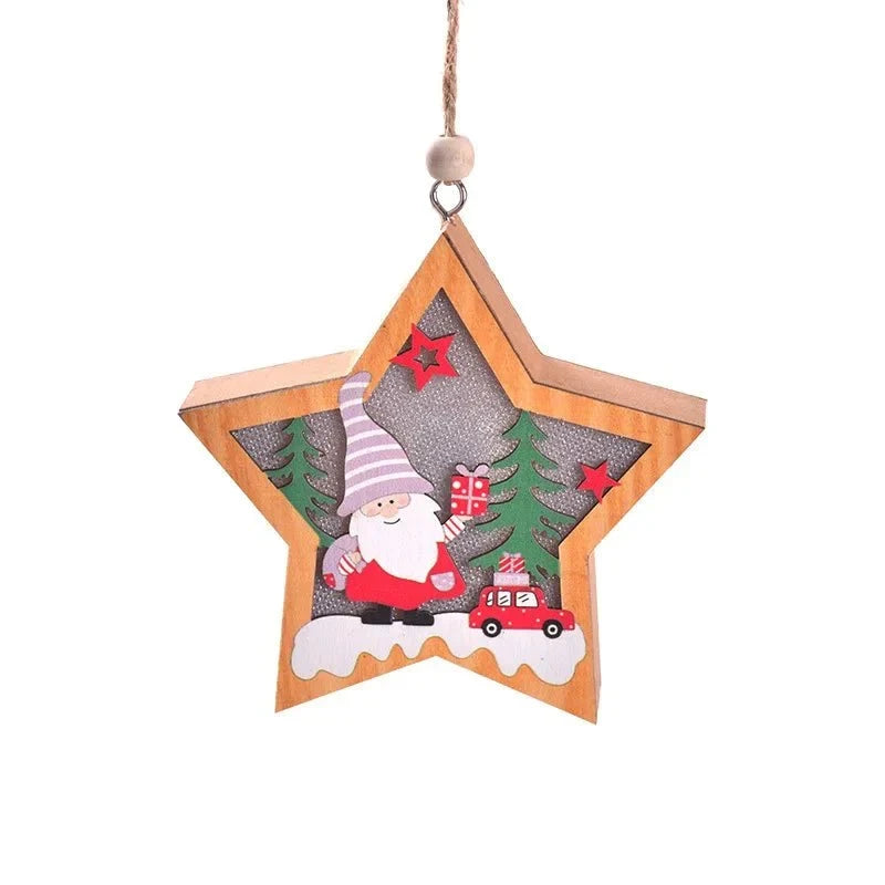 LED Christmas Ornament with Warm Glow Wooden Design and Energy Efficient Lights - Image 4