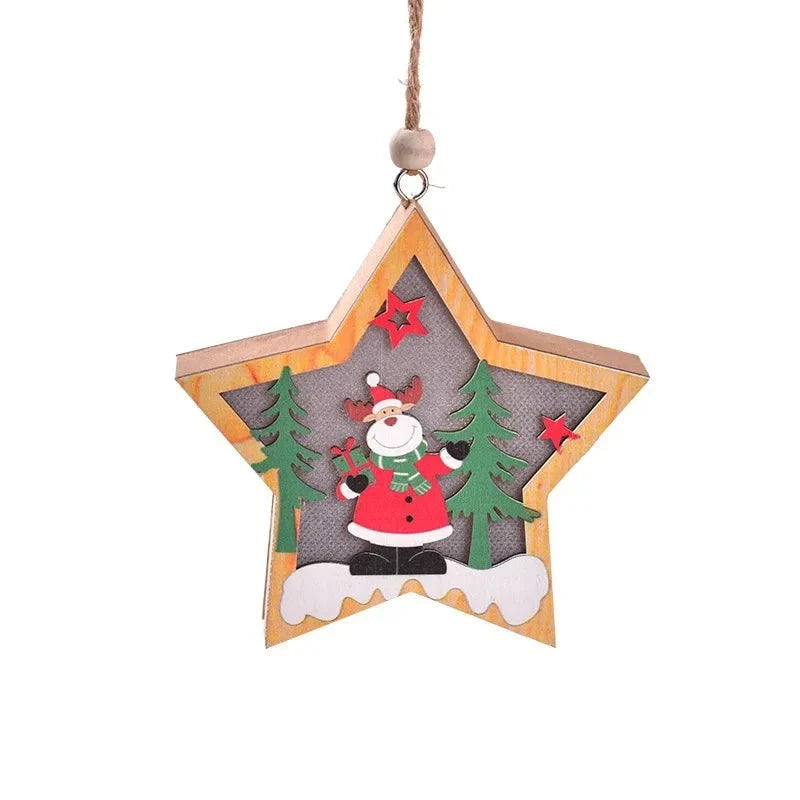 LED Christmas Ornament with Warm Glow Wooden Design and Energy Efficient Lights - Image 6