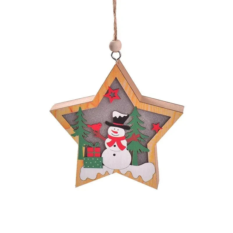 LED Christmas Ornament with Warm Glow Wooden Design and Energy Efficient Lights - Image 7