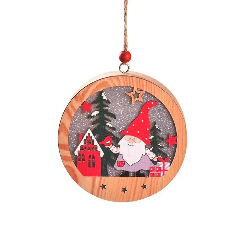 LED Christmas Ornament with Warm Glow Wooden Design and Energy Efficient Lights - Image 8