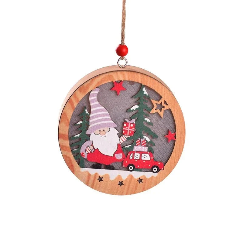 LED Christmas Ornament with Warm Glow Wooden Design and Energy Efficient Lights - Image 9