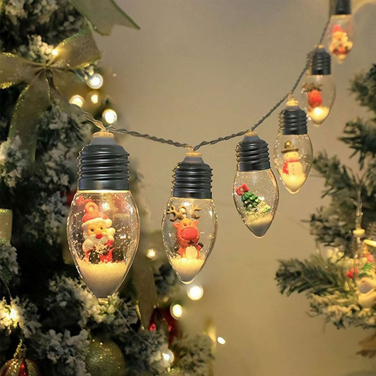 LED Christmas String Lights with Hanging Miniature Figurine Bulbs and Warm White Glow - Image 10
