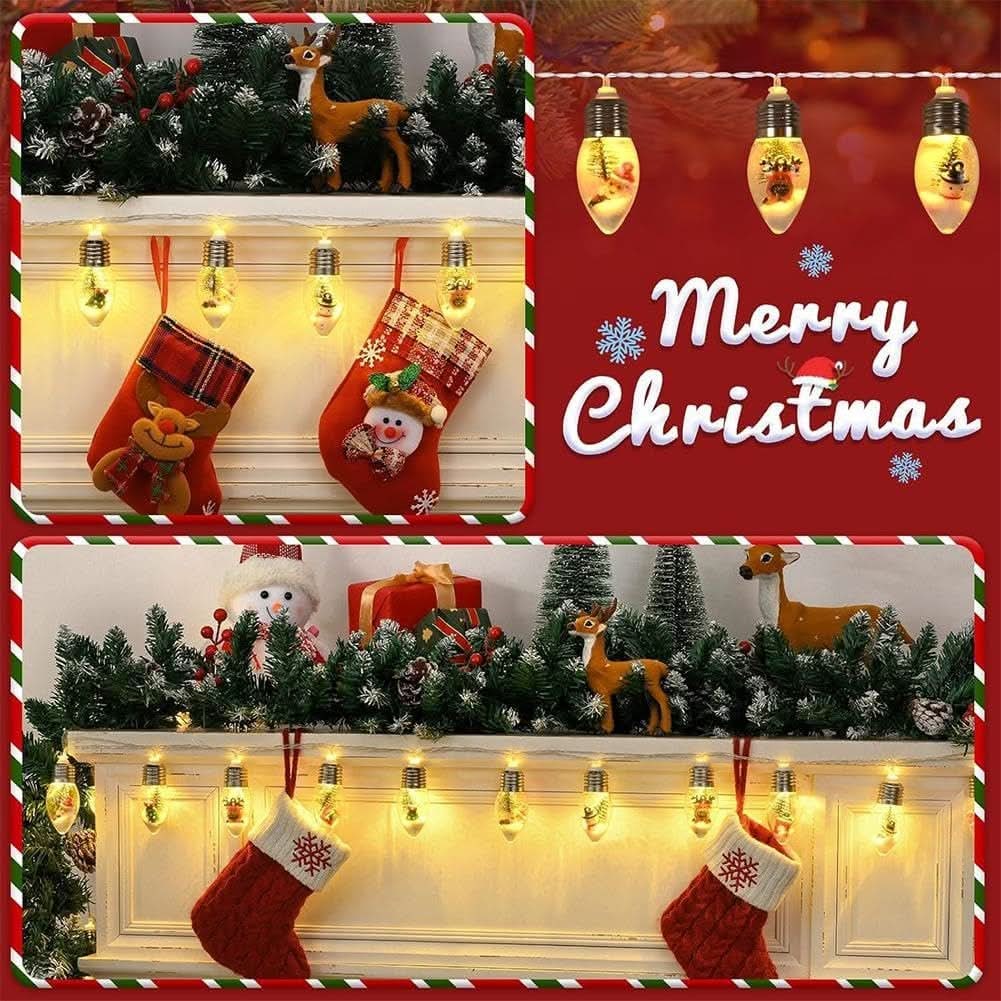 LED Christmas String Lights with Hanging Miniature Figurine Bulbs and Warm White Glow - Image 11