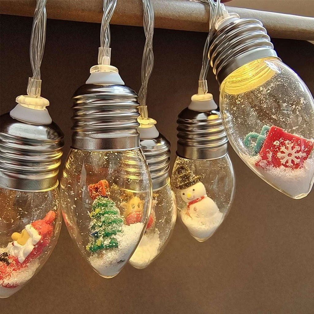 LED Christmas String Lights with Hanging Miniature Figurine Bulbs and Warm White Glow - Image 4