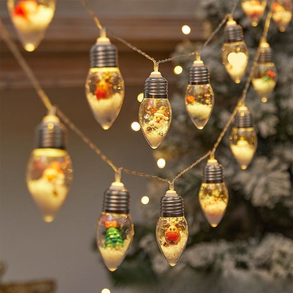 LED Christmas String Lights with Hanging Miniature Figurine Bulbs and Warm White Glow - Image 5