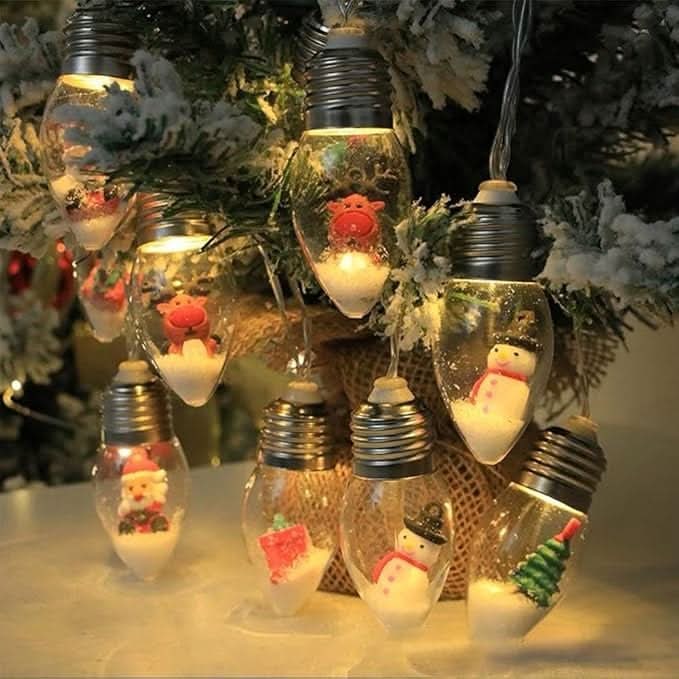 LED Christmas String Lights with Hanging Miniature Figurine Bulbs and Warm White Glow - Image 6