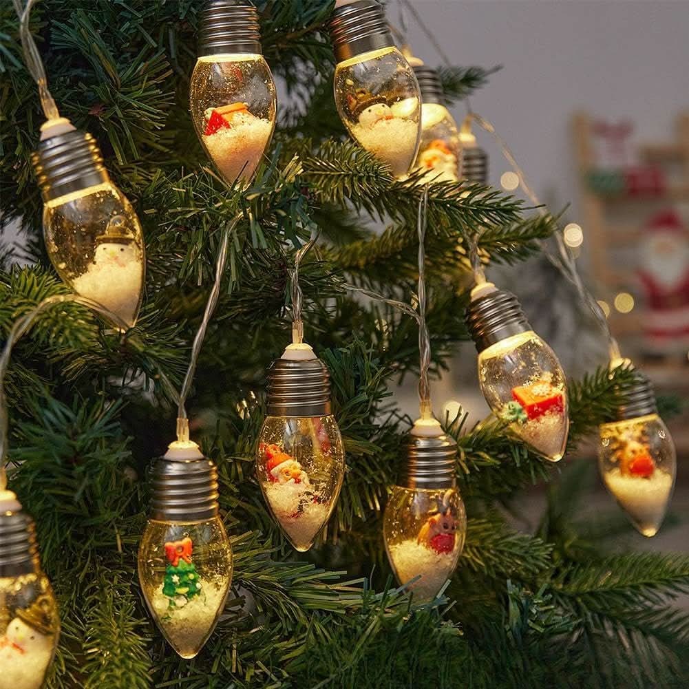 LED Christmas String Lights with Hanging Miniature Figurine Bulbs and Warm White Glow - Image 7