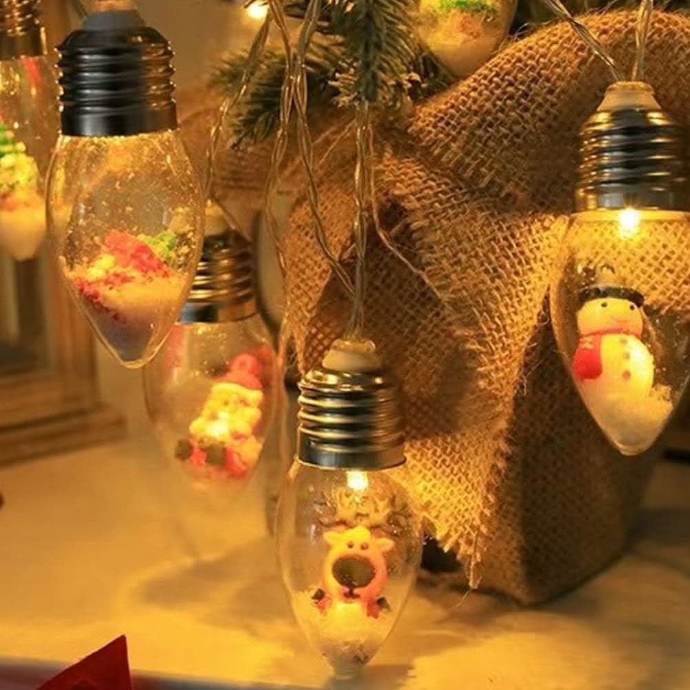 LED Christmas String Lights with Hanging Miniature Figurine Bulbs and Warm White Glow - Image 8