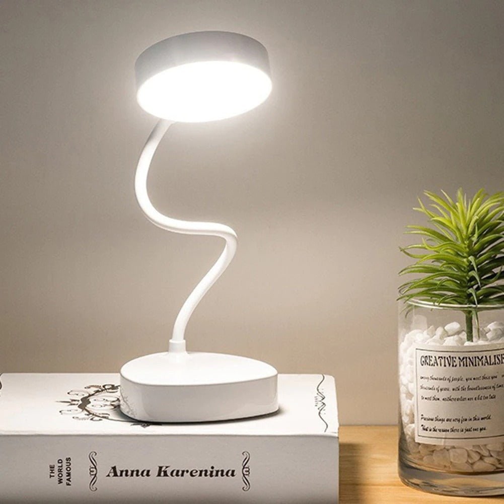 LED Desk Lamp with Adjustable Flexible Gooseneck Rechargeable USB Short Compact Design - Image 1